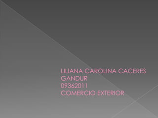 LILIANA CAROLINA CACERES
GANDUR
09362011
COMERCIO EXTERIOR
 