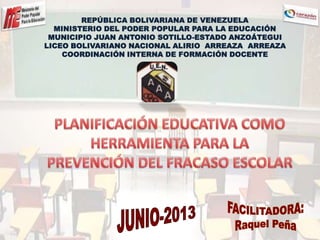 REPÚBLICA BOLIVARIANA DE VENEZUELA
MINISTERIO DEL PODER POPULAR PARA LA EDUCACIÓN
MUNICIPIO JUAN ANTONIO SOTILLO-ESTADO ANZOÁTEGUI
LICEO BOLIVARIANO NACIONAL ALIRIO ARREAZA ARREAZA
COORDINACIÓN INTERNA DE FORMACIÓN DOCENTE
 