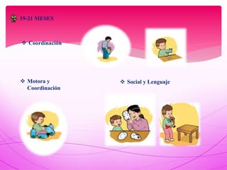 19-21 MESES
 Coordinación
 Motora y
Coordinación
 Social y Lenguaje
 