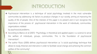 process or developmennt of psychosocial intervention | PPTX