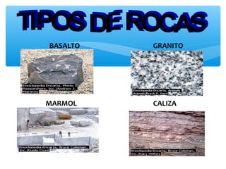 ∗ BASALTO

∗ GRANITO

MARMOL

CALIZA

 