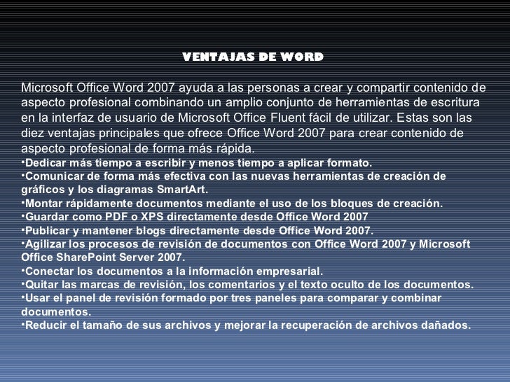 Ventajas de usar word