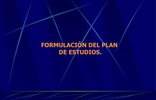 FORMULACIÓN DEL PLAN  DE ESTUDIOS. 