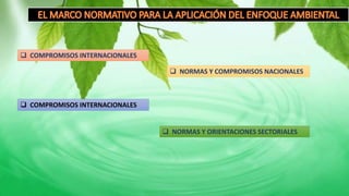 COMPROMISOS INTERNACIONALES
 COMPROMISOS INTERNACIONALES
 NORMAS Y COMPROMISOS NACIONALES
 NORMAS Y ORIENTACIONES SECTORIALES
 