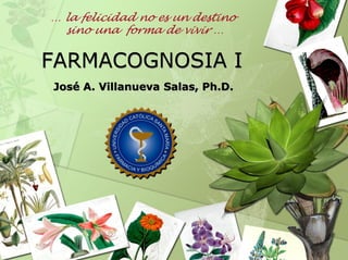 FARMACOGNOSIA I
José A. Villanueva Salas, Ph.D.
… la felicidad no es un destino
sino una forma de vivir …
 