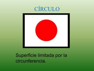 CÍRCULO
Superficie limitada por la
circunferencia.