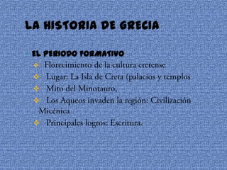 LA HISTORIA DE GRECIA

 EL PERIODO FORMATIVO
 
 
 
 

 
 