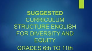 SUGGESTED
CURRICULUM
STRUCTURE ENGLISH
FOR DIVERSITY AND
EQUITY
GRADES 6th TO 11th
 