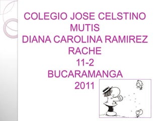 COLEGIO JOSE CELSTINO MUTISDIANA CAROLINA RAMIREZ RACHE 11-2BUCARAMANGA 2011 