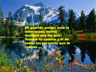 Mi querido amigo, ante la adversidad, exista siempre una luz que ilumine tu camino y el de todas las personas que te rodean ...