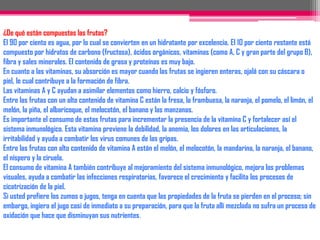 vitamina B2: mejora la utilización energética de nuestro cuerpoVitamina B12 o Coba lamina: nutriente esencial del tejido nervioso.Zinc: importante mineral para el sistema inmunológico que también contribuye a la correcta utilización energética de los carbohidratos.Vitamina C: fundamental para cicatrizar heridas, mantenimiento de cartílagos, huesos y dientes sanos.Vitamina D: antioxidante que bloquea los efectos de los radicales libres.
