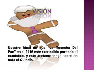 Nuestro ideal es que “La Recocha Del
Pan” en el 2016 este expandido por todo el
municipio, y más adelante tenga sedes en
todo el Quindío.
 