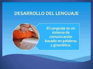 DESARROLLO DEL LENGUAJE
El Lenguaje es un
sistema de
comunicación
basado en palabras
y gramática.
 