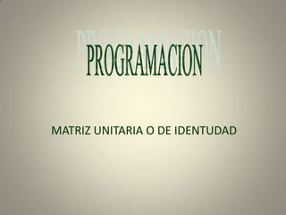 PROGRAMACION MATRIZ UNITARIA O DE IDENTUDAD 
