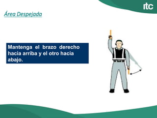 Área Despejada
Mantenga el brazo derecho
hacia arriba y el otro hacia
abajo.
 