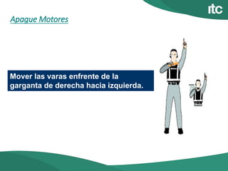 Apague Motores
Mover las varas enfrente de la
garganta de derecha hacia izquierda.
 