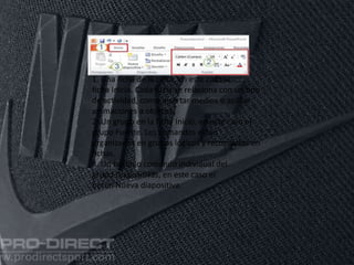 1. Una ficha de la cinta, en este caso la
ficha Inicio. Cada ficha se relaciona con un tipo
de actividad, como insertar medios o aplicar
animaciones a objetos.
2. Un grupo en la ficha Inicio, en este caso el
grupo Fuente. Los comandos están
organizados en grupos lógicos y recopilados en
fichas.
3. Un botón o comando individual del
grupo Diapositivas, en este caso el
botón Nueva diapositiva.
 