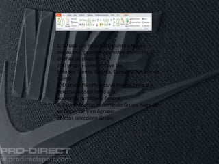 1. Si hace clic en la flecha junto a Nueva
diapositiva, puede elegir entre diferentes
diseños de diapositiva.
2. El grupo Fuente incluye los
botones Fuente, Negrita, Cursiva y Tamaño de
fuente.
3. El grupo Párrafo incluye Alinear texto a la
derecha, Alinear texto a la
izquierda, Justificar y Centrar.
4. Para encontrar el comando Grupo, haga clic
en Organizar y en Agrupar
objetos seleccione Grupo.
 
