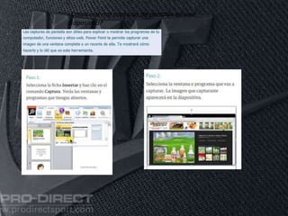 ¿Cómo insertar capturas de pantalla en una
diapositiva?
 