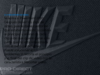 11/06/2016
21.4 RECORTAR UN VÍDEO
Se aplica a: PowerPoint 2010
Después de ver los clips de
vídeo, puede darse cuenta de
que estaba moviendo la cámara
al principio y al final de cada
clip o de que quiere quitar una
parte que no está relacionada
con el mensaje del vídeo.
Puede solucionar estos
problemas si recorta el principio
y el final del clip de vídeo con la
característica Recortar vídeo.
 