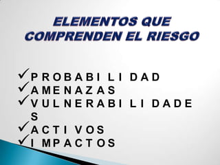 De manera cuantitativa el riesgo es una medida de las posibilidades de incumplimiento o exceso del objetivo planteado. Así definido, un riesgo conlleva dos tipos de consecuencias: GANANCIAS O PERDIDASr