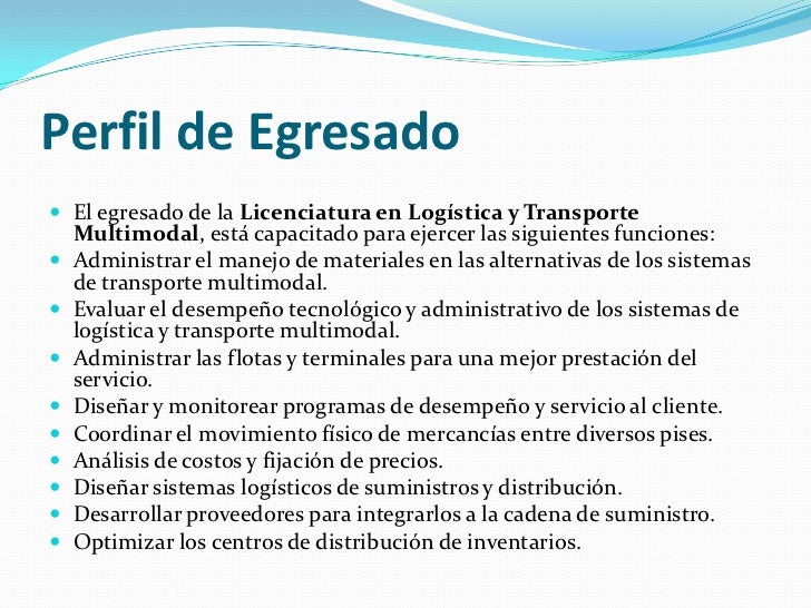 Diapositivas de las carreras de Logística