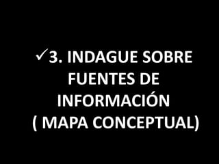 3. INDAGUE SOBRE
FUENTES DE
INFORMACIÓN
( MAPA CONCEPTUAL)
 