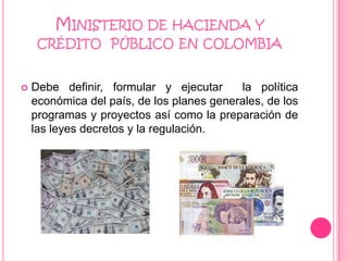Planeación de la economía colombianaLa economía tiene conceptos que se aplican en forma general pero las actividades económicas en cada país se presenta con características diferentes.  Cada país crea y aplica las leyes que afecta la actividad económica de acuerdo a su contexto, determinar las instituciones que diseñen y apliquen las políticas económicas.La constitución política de Colombia de 1991 contempla leyes relacionadas con dicha planeación. 