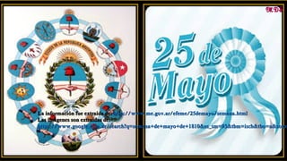 MDSMDS
La información fue extraída de:La información fue extraída de: http://www.me.gov.ar/efeme/25demayo/semana.htmlhttp://www.me.gov.ar/efeme/25demayo/semana.html
Las imágenes son extraídas de:Las imágenes son extraídas de:
https://www.google.com.ar/search?q=semana+de+mayo+de+1810&es_sm=93&tbm=isch&tbo=u&sourchttps://www.google.com.ar/search?q=semana+de+mayo+de+1810&es_sm=93&tbm=isch&tbo=u&sourc
 
