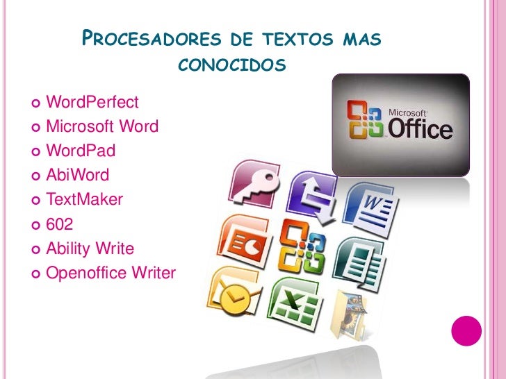 Diapositivas procesador de textos