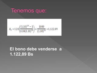El bono debe venderse a
1.122,89 Bs
 