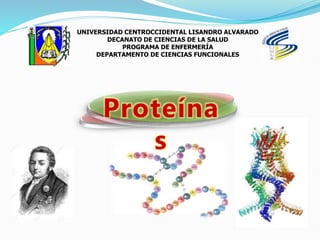 UNIVERSIDAD CENTROCCIDENTAL LISANDRO ALVARADO
DECANATO DE CIENCIAS DE LA SALUD
PROGRAMA DE ENFERMERÍA
DEPARTAMENTO DE CIENCIAS FUNCIONALES
Proteína
s
 