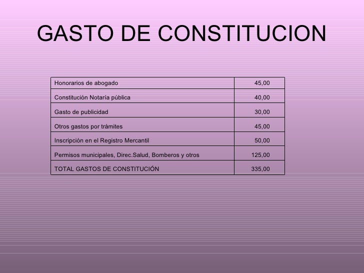 Gastos De Constitucion De Una Empresa