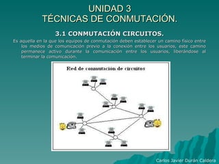 UNIDAD 3 TÉCNICAS DE CONMUTACIÓN. ,[object Object],[object Object],Carlos Javier Durán Caldera 
