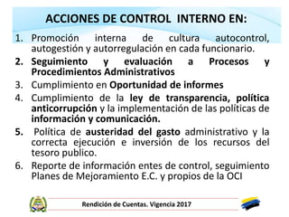 INFORME DE GESTIÓN DE CONTROL INTERNO DE LA VIGENCIA 2017 | PDF