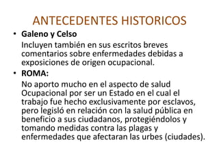 ANTECEDENTES HISTORICOSEgipto (4000 a. De. J.C.). se destaca una especial consideración para los guerreros, embalsamadores y fabricantes de armas, Las medidas de protección estaban dadas por el Faraón y se implementaron en las grandes urbes o ciudades con talleres reales Mesopotámica (2000 a. De. J. C). En Mesopotámica los aspectos de seguridad social se ven en el código legal, el cual fue creado por el Rey Hammurabi