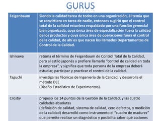 ANTECEDENTES HISTORICOSEn los principios de 1900 surge el supervisor, que muchas veces era el mismo propietario, el cual asumía la responsabilidad por la calidad del trabajo. Durante la Primera Guerra Mundial, los sistemas de fabricación se hicieron más complicados y como resultado de esto aparecen los primeros inspectores de calidad a tiempo completo, esto condujo a la creación de las áreas organizativas de inspección separadas de las de producción.Esta época se caracterizaba por la inspección, y el interés principal era la detección de los productos defectuosos para separarlos de los aptos para la venta.