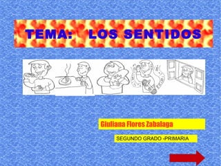 TEMA:  LOS SENTIDOS Giuliana Flores Zabalaga SEGUNDO GRADO -PRIMARIA 