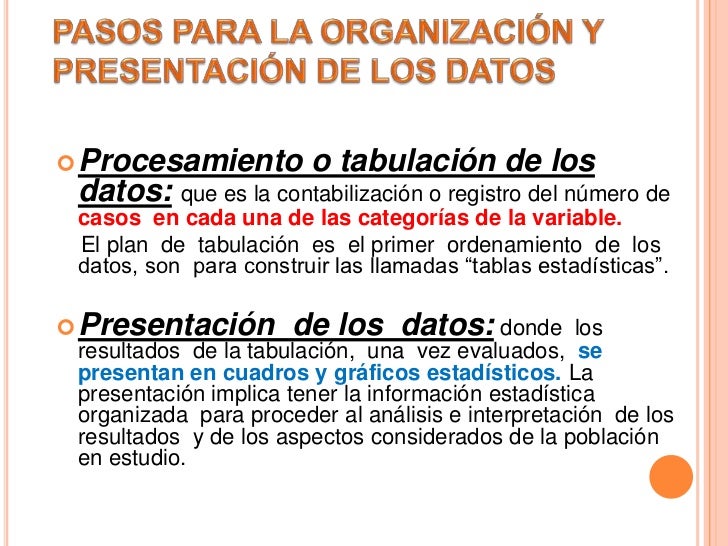 Organización y presentación de datos