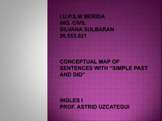 I.U.P.S.M MERIDA
ING. CIVIL
SILVANA SULBARAN
26.553.021
CONCEPTUAL MAP OF
SENTENCES WITH “SIMPLE PAST
AND DID”
INGLES I
PROF. ASTRID UZCATEGUI
 