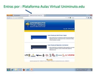 Entras por : Plataforma Aulas Virtual Uniminuto.edu
 