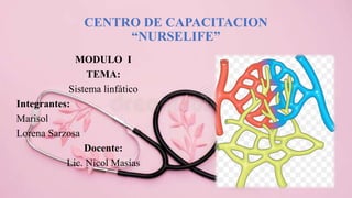 CENTRO DE CAPACITACION
“NURSELIFE”
MODULO I
TEMA:
Sistema linfático
Integrantes:
Marisol
Lorena Sarzosa
Docente:
Lic. Nicol Masías
 