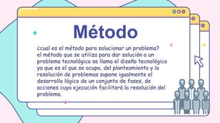 Método
¿cual es el método para solucionar un problema?
el método que se utiliza para dar solución a un
problema tecnológic...