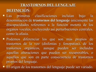 Diapositivas trastornos del lenguaje