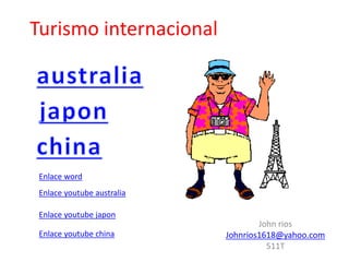 Turismo internacional
John rios
Johnrios1618@yahoo.com
511T
Enlace word
Enlace youtube china
Enlace youtube japon
Enlace youtube australia
 