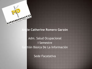Angie Catherine Romero Garzón

    Adm. Salud Ocupacional
           I Semestre
Gestión Básica De La Información

        Sede Facatativa
 