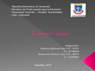 Republica Bolivariana de Venezuela
Ministerio del Poder popular para la Educación
Universidad Yacambú - Facultad Humanidades
Lara – Cabudare
Cabudare, 2014
 
