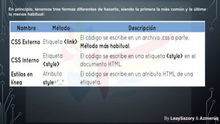 En principio, tenemos tres formas diferentes de hacerlo, siendo la primera la más común y la última
la menos habitual:
By LeaySazory & Azmeruq
 