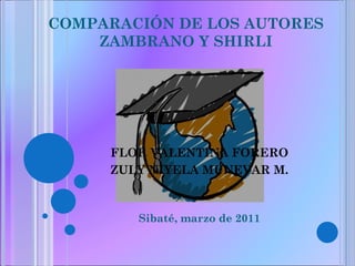 COMPARACIÓN DE LOS AUTORES ZAMBRANO Y SHIRLI FLOR VALENTINA FORERO ZULY NIYELA MUNEVAR M. Sibaté, marzo de 2011 