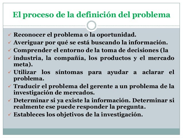 Definición del problema de investigación de mercados